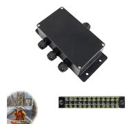 IP66 Scatola Derivazione Esterna, DEANKEJI a 4 Vie Scatola Elettrica, Nero Scatola Stagna, Custodia con Fori di Montaggio, con 4 Pressacavi, per Passaggio Cavi, Installazione Elettrica