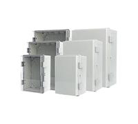 IP66 Waterproof Gray/Transparent Cover Enclosure Power Junction Box ABS Plastic Hinge Outdoor Electronic Distribution Box(297x220x100mm,Grey Cover)