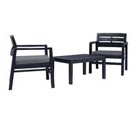 Set da giardino in resina rattan antracite 2 poltrone + tavolino SALOTTO LOMBOK