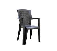 IPAE PROGARDEN Sedia da Giardino Polipropilene con Braccioli Impilabile effetto Rattan 60x62x89h cm colore Antracite - 87101 Eden