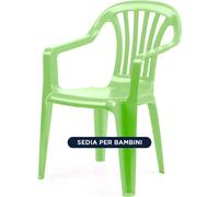 IPAE PROGARDEN Sedia da Giardino per Bambini Impilabile in Plastica con Braccioli 36,5x40x52h cm colore Verde Lime - 462250 Baby
