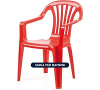 IPAE PROGARDEN Sedia da Giardino per Bambini Impilabile in Plastica con Braccioli 36,5x40x52h cm colore Rosso - 46201 Baby