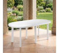 Tavolo plastica da Giardino ESTERNO 180X90 H72 OVALE gambe smontabili bianco