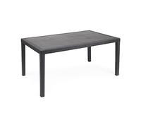 IPAE PROGARDEN Tavolo da Giardino in Plastica effetto Rattan Rettangolare cm 150x90x72 h colore Antracite - Prince - 01462