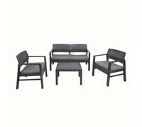 Ipae salottino kilimangiaro Antracite Set Composto da 1 Divano 2 posti + 2 poltrone + tavolino con 4 Cuscini