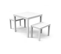 Ipaea Progarden Set Papua Da Giardino Bainco Da Esterno 2 Panche 1 Tavolo