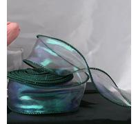 IPAGSEFWE Nastro in Organza Chiffon, Nastro in Organza a Coda di Pesce con Bordo Ondulato da 40 mm x 9 m for Confezioni Regalo Fai Te Multicolore(Green)