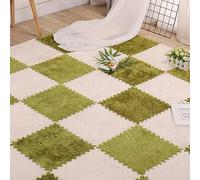 IPAGSEFWE Piastrelle in moquette soffice, Piastrelle for moquette ad incastro in schiuma EVA con bordi, 12x12x0,47 pollici, multicolore, confezione da 12(White+green)