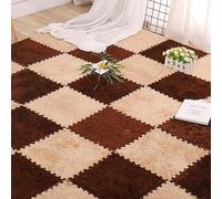 IPAGSEFWE Piastrelle in moquette soffice, Piastrelle for moquette ad incastro in schiuma EVA con bordi, 12x12x0,47 pollici, multicolore, confezione da 12(Light Coffee+dark Coffee)