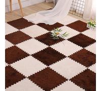 IPAGSEFWE Piastrelle in moquette soffice, Piastrelle for moquette ad incastro in schiuma EVA con bordi, 12x12x0,47 pollici, multicolore, confezione da 12(White+dark Coffee)