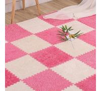 IPAGSEFWE Piastrelle in moquette soffice, Piastrelle for moquette ad incastro in schiuma EVA con bordi, 12x12x0,47 pollici, multicolore, confezione da 12(White+rose Red)