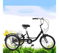 IPAGSEFWE Triciclo per adulti, 20 Inch Adult 3 Wheel Tricycle With Shopping Basket High Carbon Steel Frame Black
