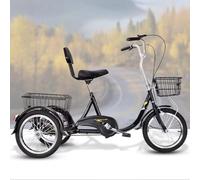 IPAGSEFWE Triciclo per adulti, Adult 16 inches 3 Wheel Cargo Tricycle With Rear Basket Multicolor(Black)