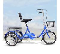 IPAGSEFWE Triciclo per adulti, Adult 16 inches 3 Wheel Cargo Tricycle With Rear Basket Multicolor(Blue)