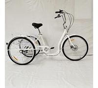 IPAGSEFWE Triciclo per adulti, Adult 3 Wheel Bike 6 Speed with Shopping Basket Black and White(White)