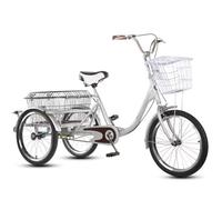 IPAGSEFWE Triciclo per adulti, Adult And Elderly Cargo Tricycle 20 inches 3 Wheel With Rear Basket Multicolor(Silver)