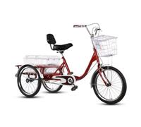 IPAGSEFWE Triciclo per adulti, Adult And Elderly Cargo Tricycle 20 inches 3 Wheel With Rear Basket Multicolor(Red)