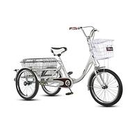 IPAGSEFWE Triciclo per adulti, Adult Folding Cargo Tricycle 3 Wheel 20in With Rear Basket Load 160KG(Red)