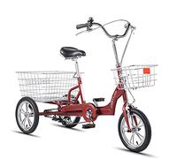 IPAGSEFWE Triciclo per adulti, Adult Tricycle 14 Inch 3 Wheel Adjustable High Carbon Steel Frame Rear Basket Cruiser Bike for Seniors Women Men Golden