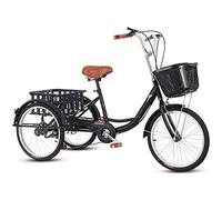 IPAGSEFWE Triciclo per adulti, Adult Tricycle 20 Inch High Carbon Steel Frame with Shopping Basket Pedaling Black, Beige(Black)