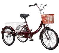 IPAGSEFWE Triciclo per adulti, Adult Tricycle 3 Wheel Bike 20 inches Single Speed With Basket Multicolor