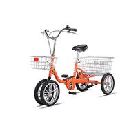 IPAGSEFWE Triciclo per adulti, Adult Tricycle with Adjustable Handlebars Rear Shopping Basket 3-Wheel Bike Orange & Dark Green(Orange)