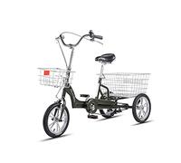 IPAGSEFWE Triciclo per adulti, Adult Tricycle with Adjustable Handlebars Rear Shopping Basket 3-Wheel Bike Orange & Dark Green(Dark Green)