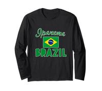 Ipanema Beach Rio con Bandiera del Brasile Maglia a Manica