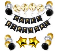 iPartycool 36pcs Decorazioni di Compleanno, Banner di Compleanno, 3D Foil Palloncini di Buon Compleanno Confetti Palloncini Metallici per Bambini Ragazze Ragazzi Uomini Donne Forniture Del Partito
