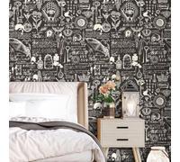 iPaste 44,5 x 1206,5 cm marrone scuro gotico magico strega carta da parati Strega Strega Strega Impermeabile Carta da parati a tema alchimia per bagno Accento Carta da parati carta da parati