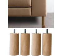 IPEA 4x Piedini in Legno per Mobili e Divani - Altezza 140 mm - [ DESIGN MINIMAL ED ELEGANTE ] - Set di 4 Piedi in Legno Grezzo per Armadi, Poltrone, Arredamento Casa - Gambe per Letti - Vite M10