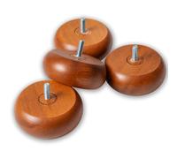 IPEA 4x Piedini in Legno ROTONDI per Mobili e Divani - Altezza 45 mm - [ DESIGN ELEGANTE ] - Set di 4 Piedi in Legno Grezzo per Armadi, Poltrone, Arredamento Casa - Gambe per Letti - Vite M10