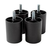 IPEA 4X Piedini in Plastica per Divani e Mobili - Altezza 80 mm - Set di 4 Piedi con Vite per Poltrone, Armadi, Arredamento, Casa - Gambe in Plastica Nera - Set di 4 Pezzi