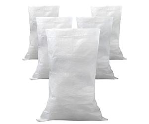 IPEA 5x Sacchi da Giardino e Detriti in Polipropilene - Dimensioni 105 x 55 cm - Sacco Multiuso per Imballaggio, Giardino, Ortaggi, Sabbia, Macerie, Fai da Te - Contenitore di Oggetti - Bianco