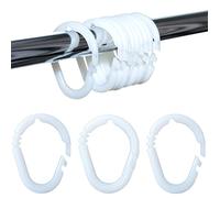 IPEA Anelli per Tende Doccia con Gancio Apribile - 24 pezzi - Made in Italy - Ganci in Plastica Super Resistente e Scorrevole per Asta della Tenda Bagno - Colore Bianco - Larghezza interna 45 x 35 mm