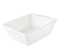IPEA Cesta Forata in Plastica Rettangolare Multiuso - Made in Italy - 33 x 33 x 16 cm - Cesto per Bucato, Casa, Bagno, Biancheria - Bacinella con Fori - Contenitore Traforato - Vaschetta Bianca