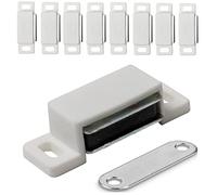 IPEA Chiusure Magnetiche per Mobili, Porte, Armadi, Cassetti - 10 Pezzi - Chiusura Magnetica con Calamita per Ante e Credenze - Cerniera Magnetica - Fermo Magnetico per Cucina e Casa - Bianco