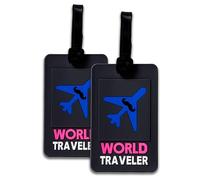 IPEA Etichette per Valigie da Viaggio - 2 Unità - Cartellini per Bagagli con Nome - Targhette Classiche in Plastica Antiurto ad Alta Resistenza per Trolley, Vacanza- Design Aereo