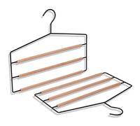 IPEA Grucce per Pantaloni Salvaspazio Multiple Multilivello in Legno e Metallo - Design Sottile ed Elegante - Set da 2 Unità - Appendiabiti a Livelli per Appendere Jeans, Vestiti, Accessori in Armadi