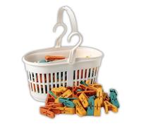 IPEA Mollette per il Bucato con Cestino in Plastica - 36 PEZZI - Super Leggero con Ganci - Mollette Colorate con Cestello per Appendere e Stendere Vestiti, Biancheria, Accessori - Stendibiancheria