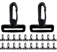 IPEA Moschettoni Girevoli in Plastica con Gancio per Zaini e Borse - 10 Pezzi - Moschettone Ruotabile con Passante della Cinghia per Borsoni, Accessori, Sport, Cucito - Misura 40 mm - Colore Nero