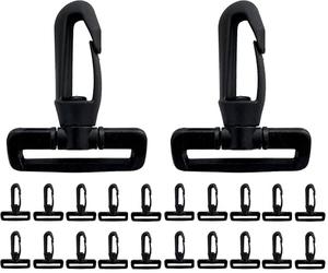 IPEA Moschettoni Girevoli in Plastica con Gancio per Zaini e Borse - 10 Pezzi - Moschettone Ruotabile con Passante della Cinghia per Borsoni, Accessori, Sport, Cucito - Misura 40 mm - Colore Nero