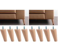 IPEA Piedini per Mobili e Divani alti 12 cm in Legno [Compatibili con Mobili IKEA] - Made in Italy - Inclinati con Forma a Cono - Vite M8 - Set di 8 Gambe per Armadi, Poltrone, Letto - Colore Chiaro