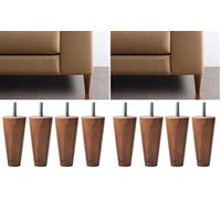 IPEA Piedini per Mobili e Divani in Legno colore Noce - Made in Italy - Set di 8 Gambe con Forma a Cono per Armadi e Poltrone - Piedi Colore Noce - Altezza 120 mm