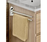 IPEA Porta Asciugamani Adesivo da Parete o Mobili Bagno - 2 POSTI - Non Necessita Foratura - 180° - Design Moderno - Doppio Braccio Mobile - Porta Salviette da Muro da Incollare Bagno, Doccia, Casa