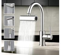 IPEA Rubinetto Multifunzione a Cascata Girevole per Cucina e Bagno - 4 Modalità di Getto d'Acqua - Lavello Doccetta Antispruzzo con Adattatore - Miscelatore - 4 Tipi di Spruzzo - Realizzato in ABS