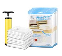 IPEA Sacchetti Sottovuoto per Vestiti - [ 4 Sacchi 50x60cm + Pompa Manuale ] - Sacchi Salvaspazio Riutilizzabili Abbigliamento, Piumoni, Coperte, Abiti - per Casa, Viaggi e Conservazione - Antiplovere