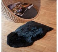 IPEA Tappeto di Vera Pelle di Pecora colore Nero - PELLE PREMIUM - Made in Italy - 100/110 cm - Scendiletto Naturale Pelliccia Morbida e Folta per Camera da Letto, Salotto, Arredamento