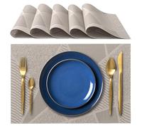 IPEA Tovagliette Americane Eleganti 45 x 30 cm per Cena, Pranzo, Colazione - 6 Unità - Tovaglietta Lavabile, Resistente al Calore, Antiscivolo, Antimacchia per Tavolo della Cucina e Sala - Grigio