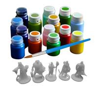iPEAU Set di colori acrilici Warpaint da 20 ml, con primer a pennello, 5 miniature e 1 pennello, per WH40K e Dnd